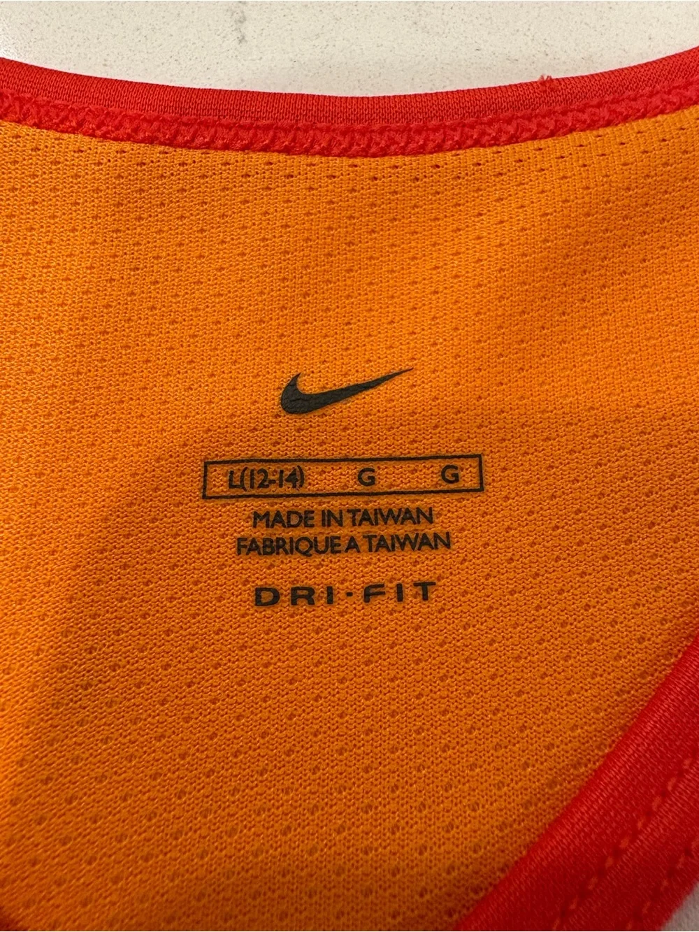 Nike Women’s  White Tank with Orange and Red Trim- Size L
